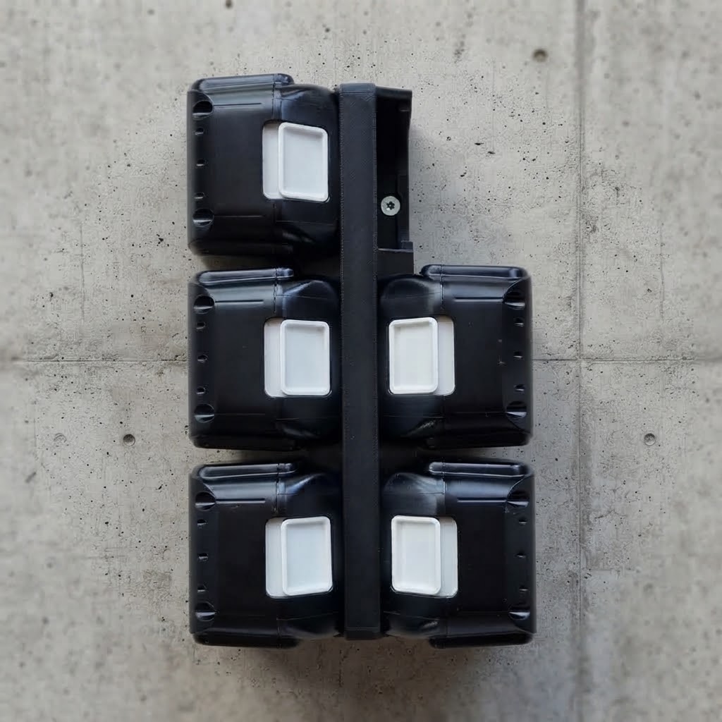 Vertikalt vægbeslag til 6 Makita LXT 18V batterier - Image 2