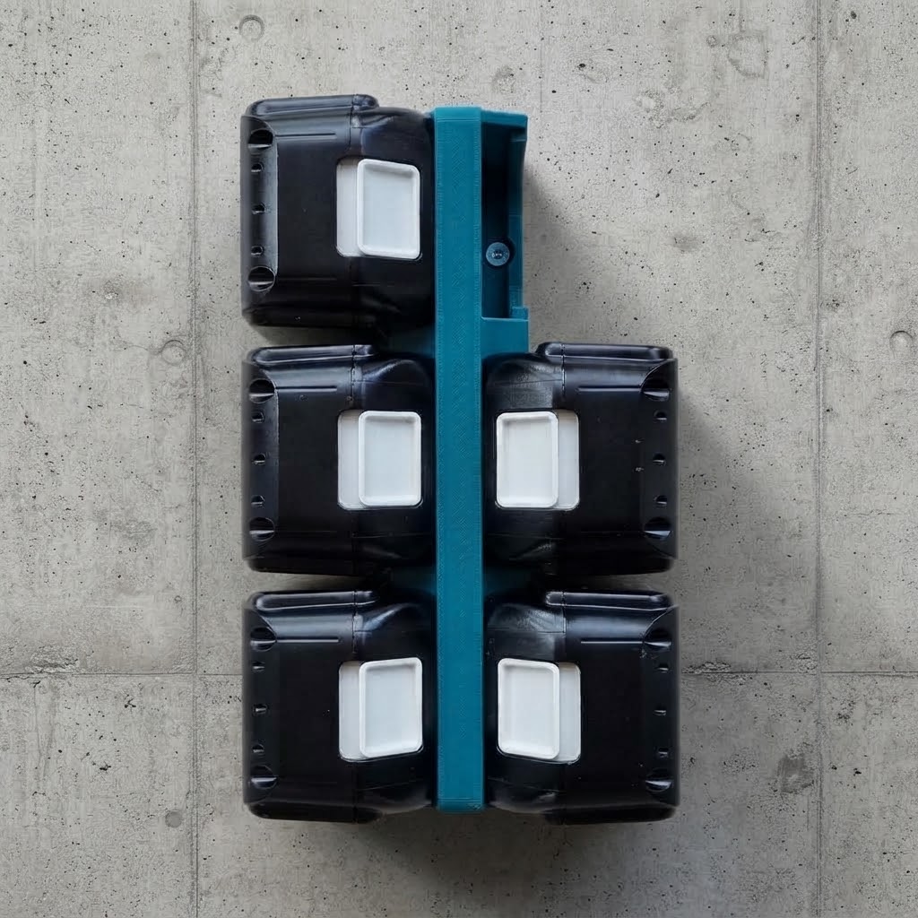 Vertikalt vægbeslag til 6 Makita LXT 18V batterier - Image 3